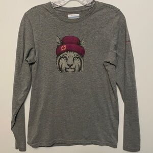 Columbia, Gray, Graphic Cat T-shirt, Youth, Size XL 18-20